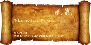Adamovics Miksa névjegykártya
