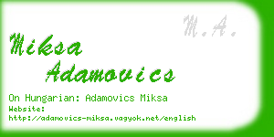 miksa adamovics business card